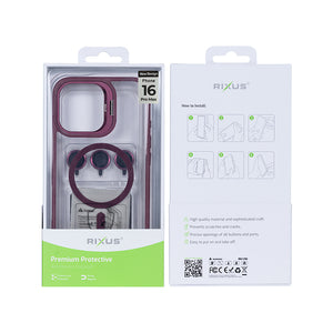 Rixus Classic 03 Case With MagSafe Compatible For Apple iPhone 16 Pro Max Dark Pink