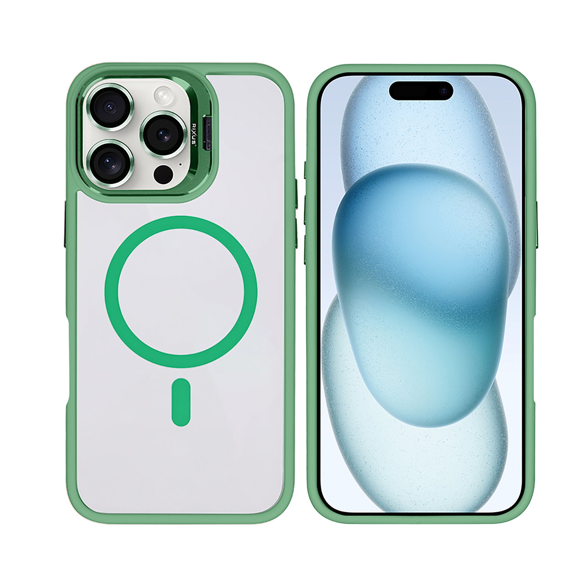 Rixus Classic 03 Case With MagSafe Compatible For Apple iPhone 16 Pro Max Light Green