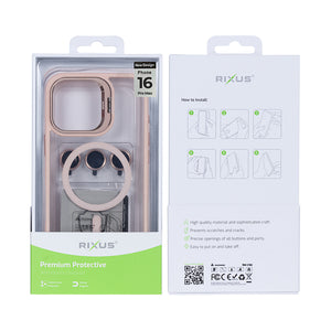 Rixus Classic 03 Case With MagSafe Compatible For Apple iPhone 16 Pro Max Light Pink