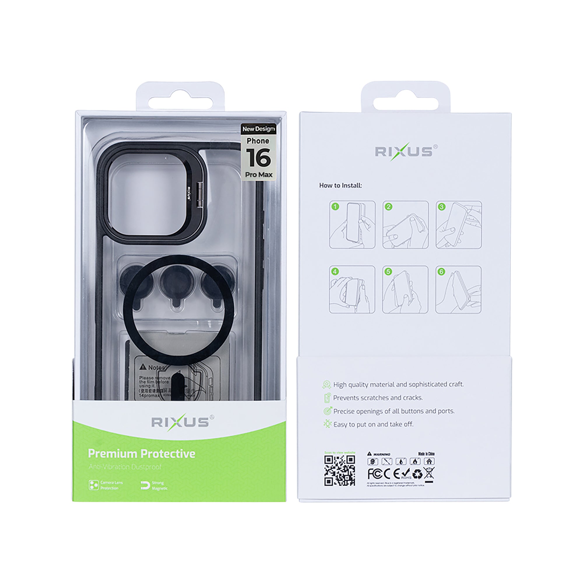Rixus Classic 03 Case With MagSafe Compatible For Apple iPhone 16 Pro Max Black