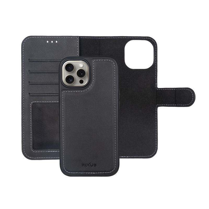 Rixus Duo Magnetic Detachable Wallet For Apple iPhone 16 Pro Black