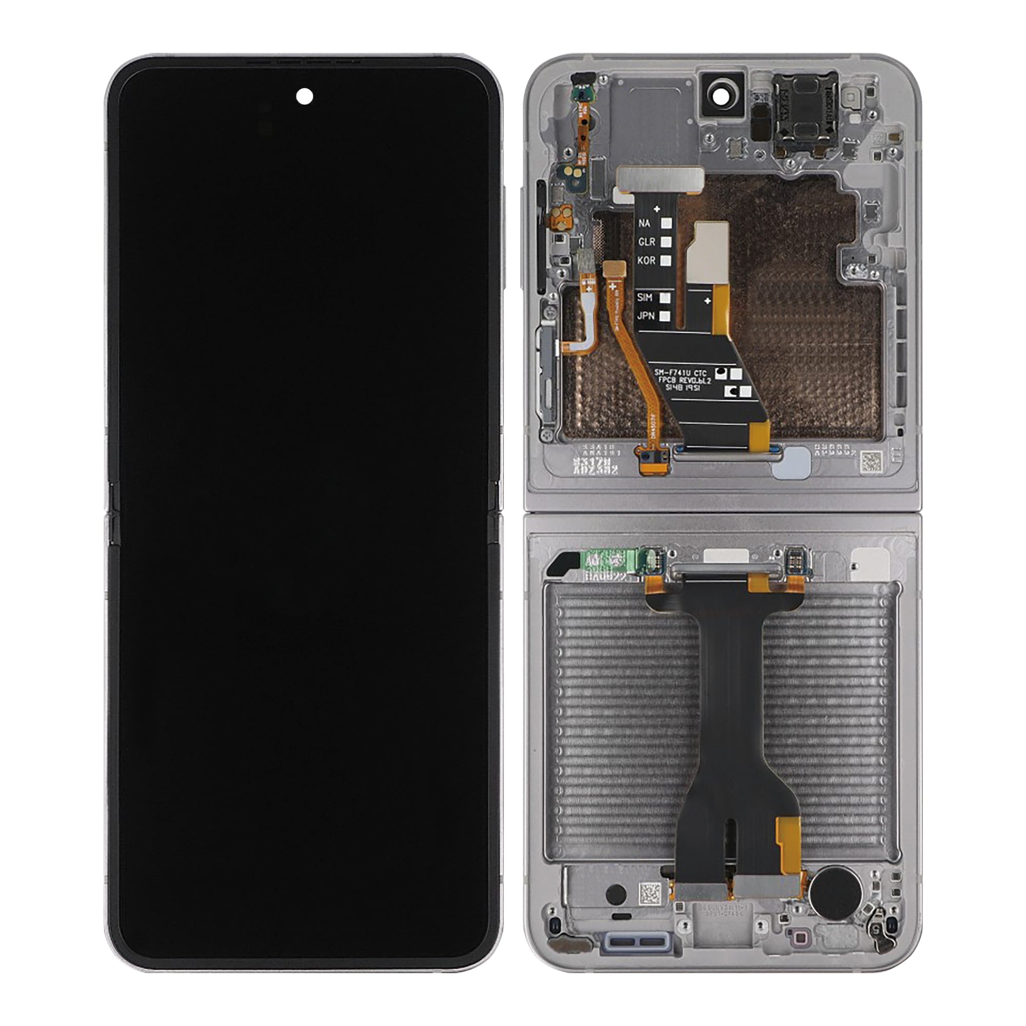 Samsung Galaxy Z Flip6 F741B Display And Digitizer With Frame Silver Shadow Service Pack