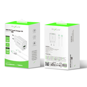 Rixus RX90L Adapter With USB-C To Lighting Cable 1m 20W White