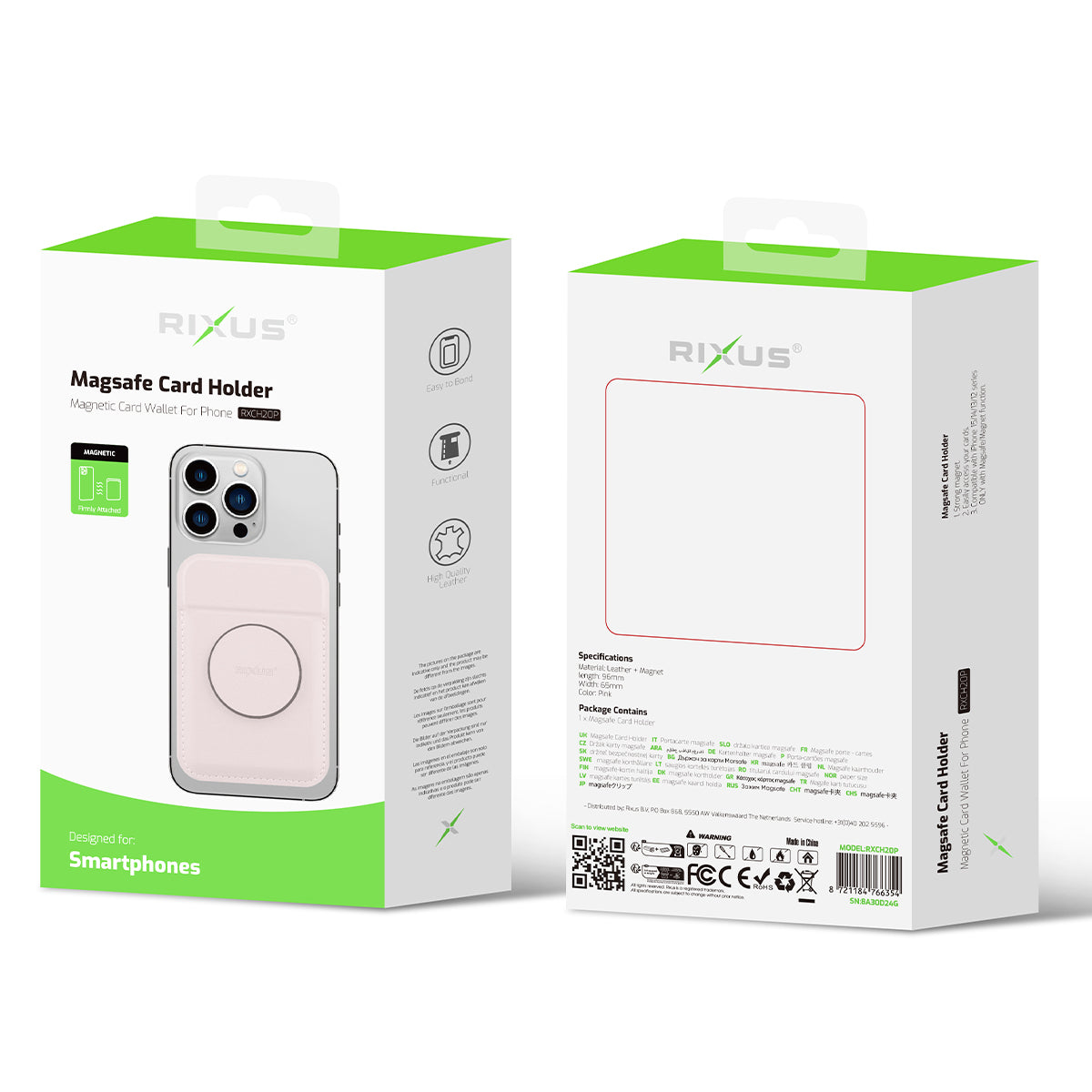 Rixus RXCH20P Card Holder With MagSafe Pink