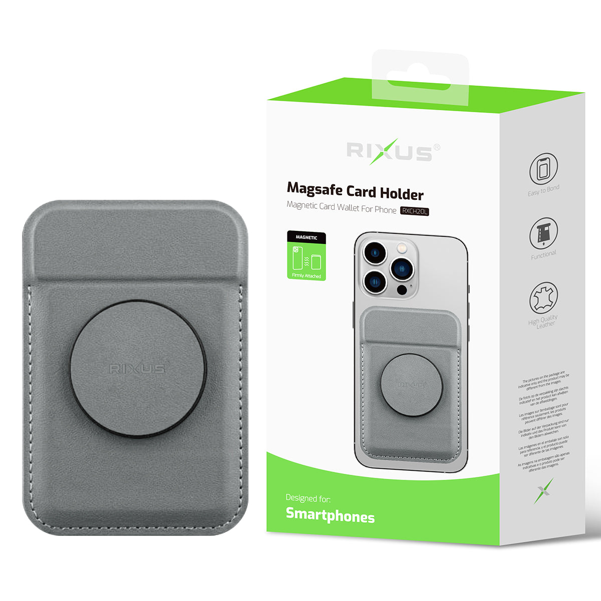 Rixus RXCH20L Card Holder With MagSafe Light Gray