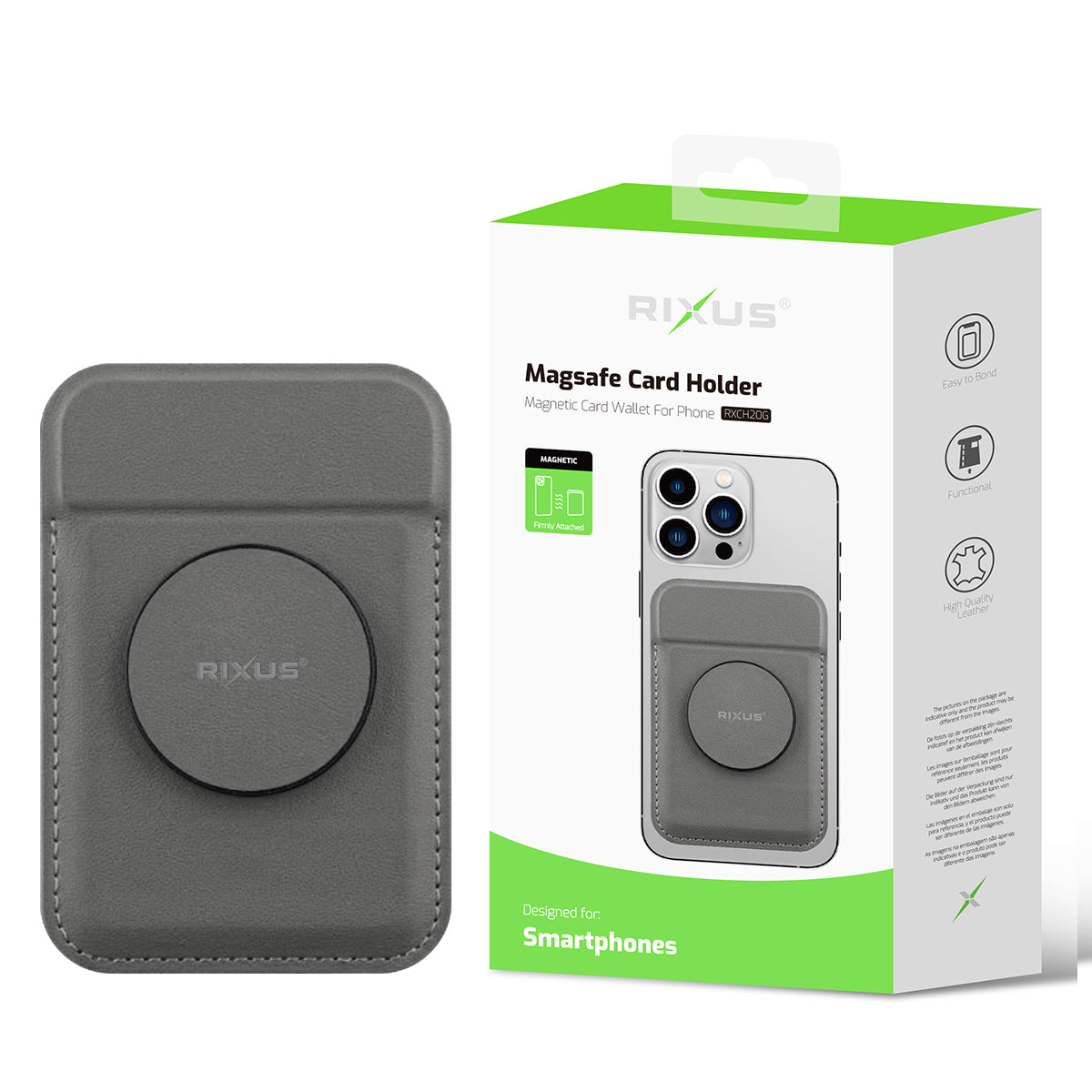 Rixus RXCH20G Card Holder With MagSafe Gray