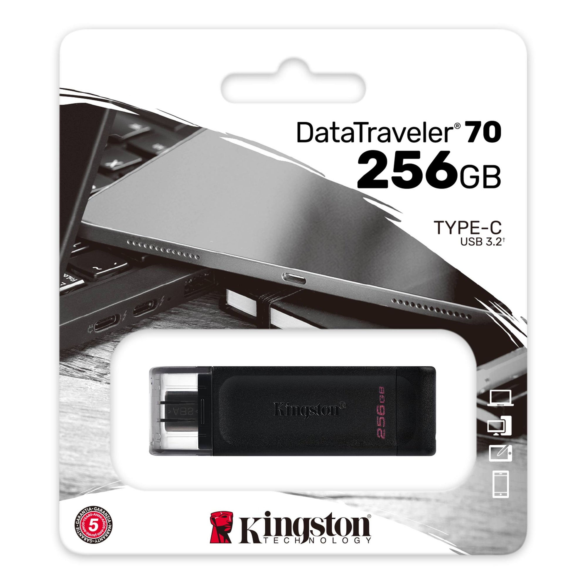 Kingston 256GB DataTraveler 70 USB-C 3.2 Gen 1 Flash Drive Black