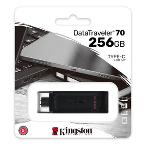 Kingston 256GB DataTraveler 70 USB-C 3.2 Gen 1 Flash Drive Black