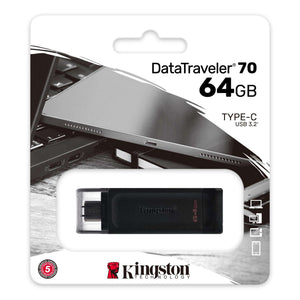 Kingston 64GB DataTraveler 70 USB-C 3.2 Gen 1 Flash Drive Black