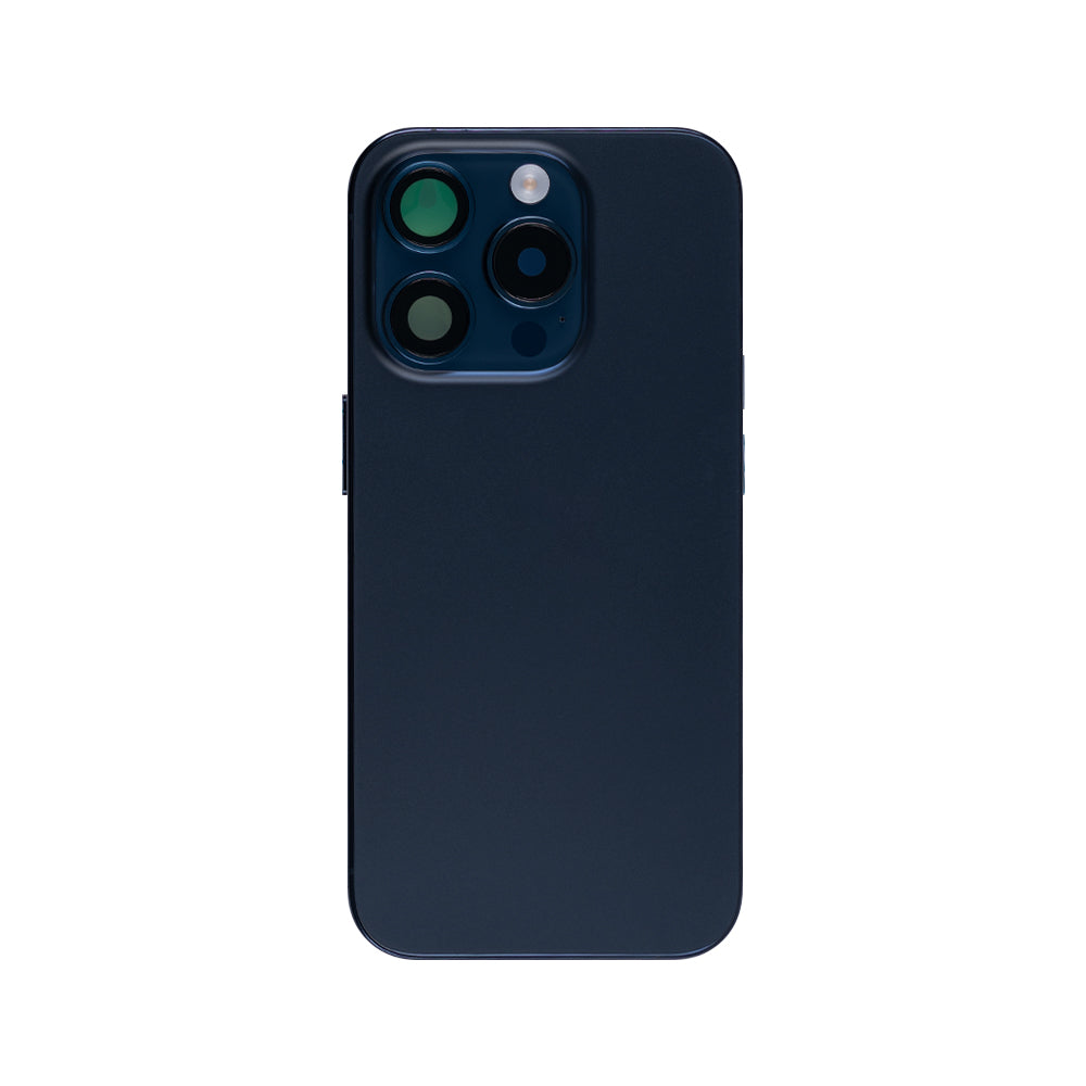For iPhone 15 Pro Complete Housing Incl. All Small Parts Without Battery And Back Camera Blue Titanium