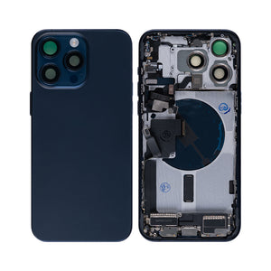 For iPhone 15 Pro Max Complete Housing Incl. All Small Parts Without Battery And Back Camera Blue Titanium