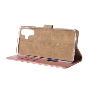 Rixus Bookcase For Samsung Galaxy A06 Pink