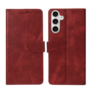 Rixus Bookcase For Samsung Galaxy S24 FE Dark Red