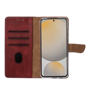 Rixus Bookcase For Samsung Galaxy S24 FE Dark Red