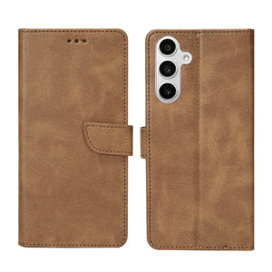 Rixus Bookcase For Samsung Galaxy S24 FE Light Brown
