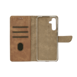 Rixus Bookcase For Samsung Galaxy S24 FE Light Brown