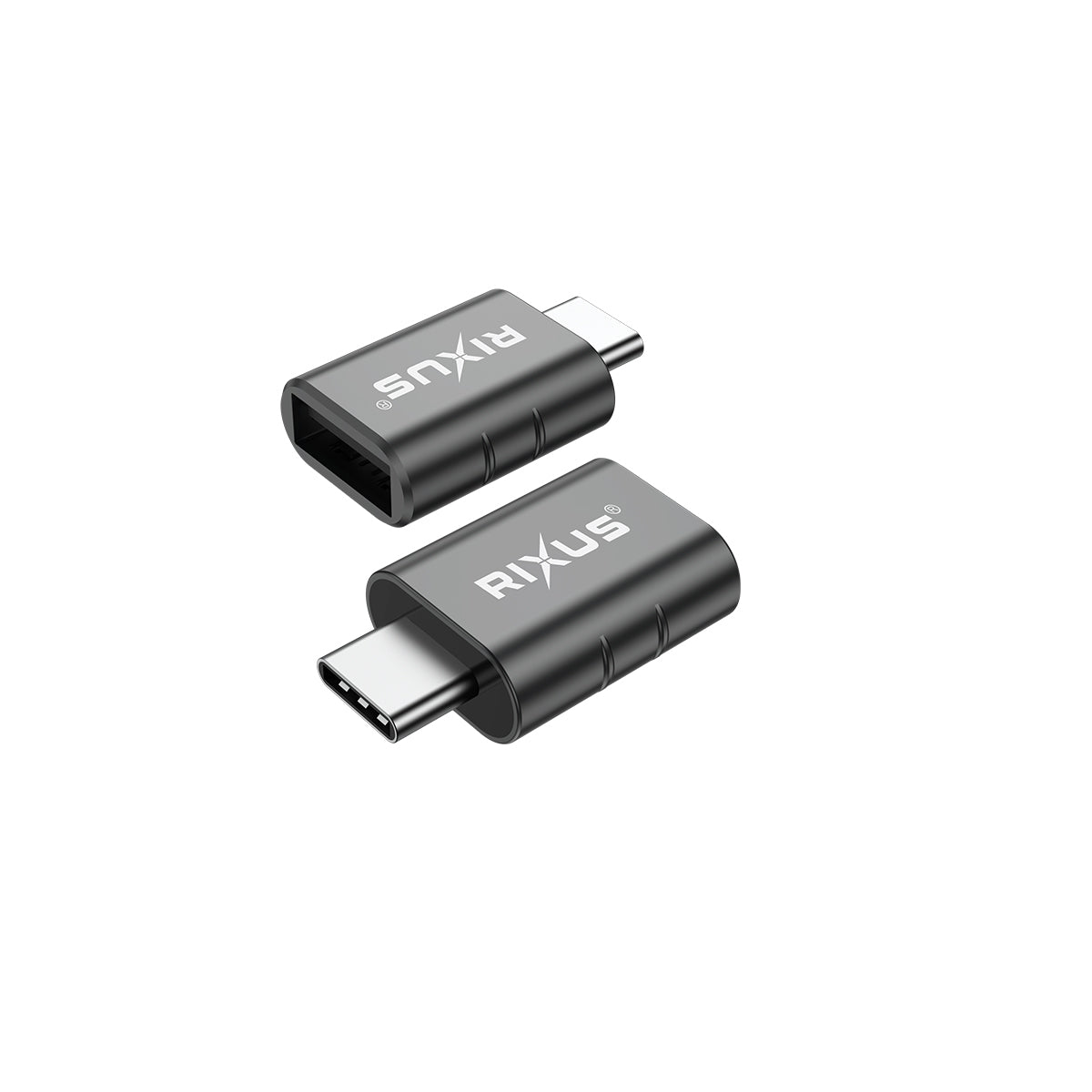 Rixus RXOTG02 USB-C To USB-A OTG Adapter Space Gray (2-Pack)