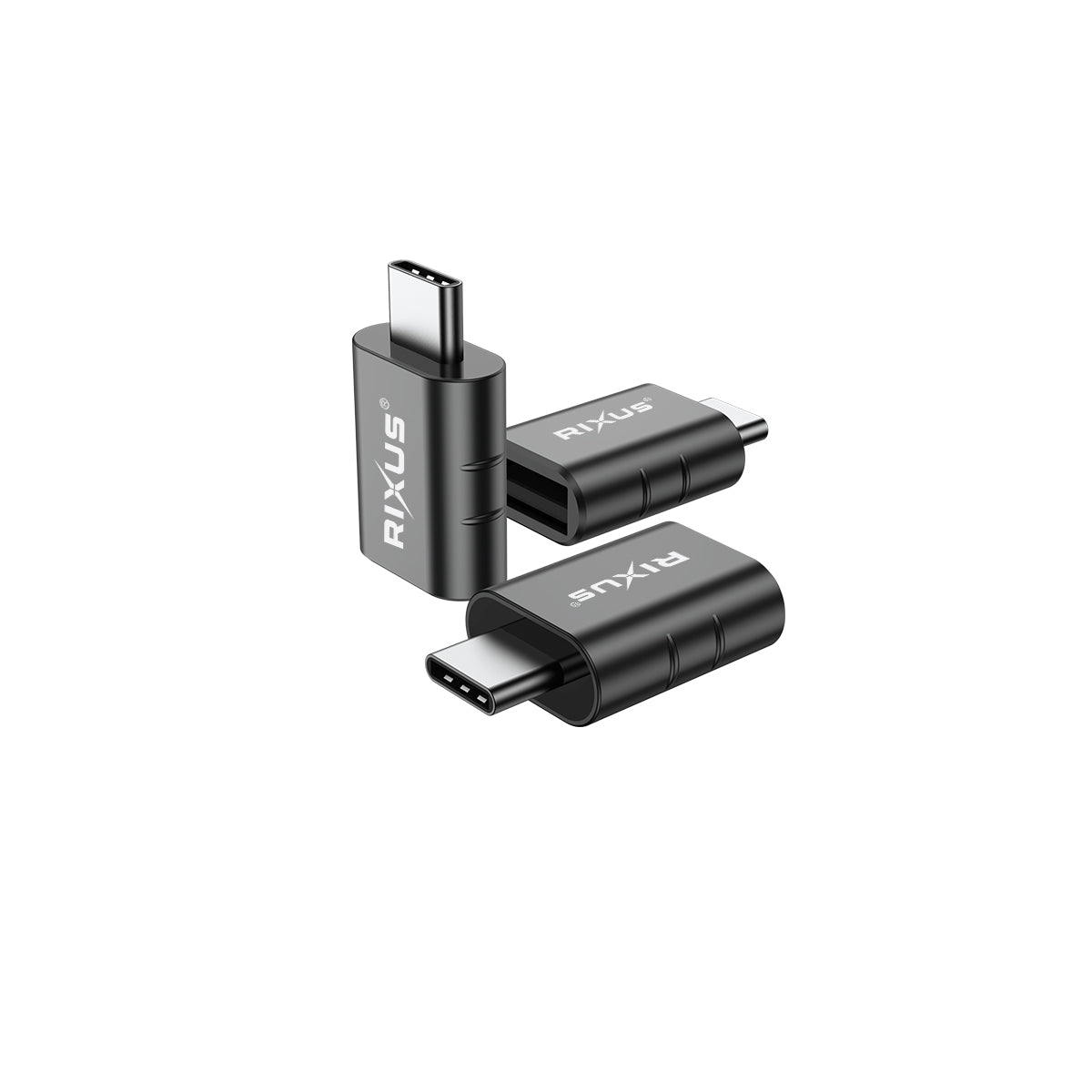 Rixus RXOTG02 USB-C To USB-A OTG Adapter Space Gray (2-Pack)