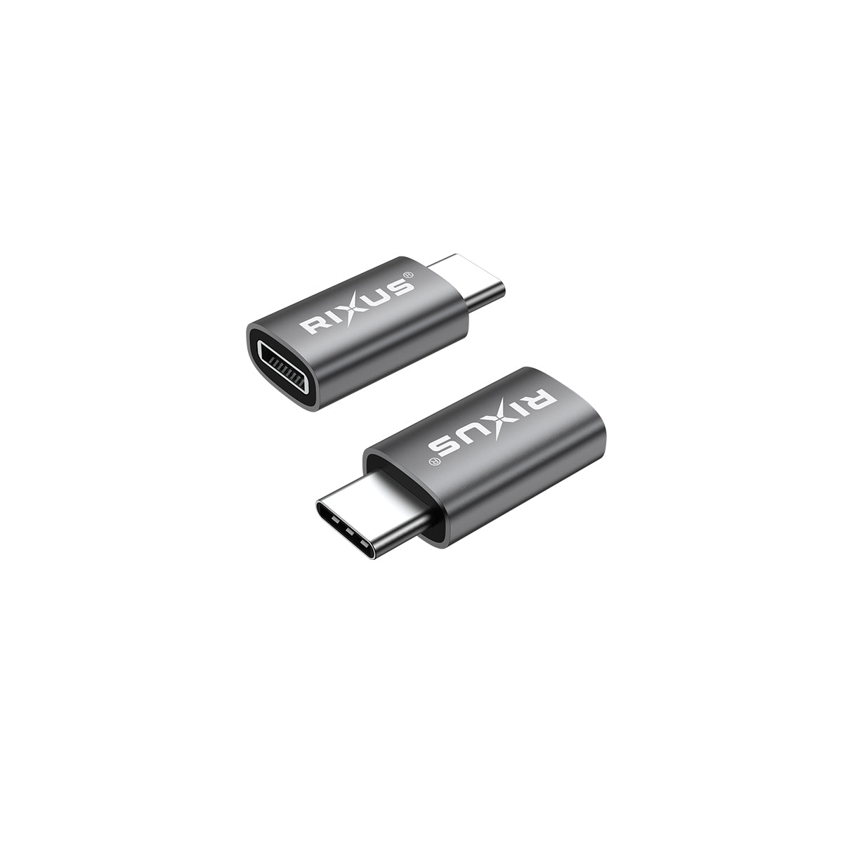 Rixus RXOTG03 USB-C To Lightning OTG Adapter Space Gray (2-Pack)