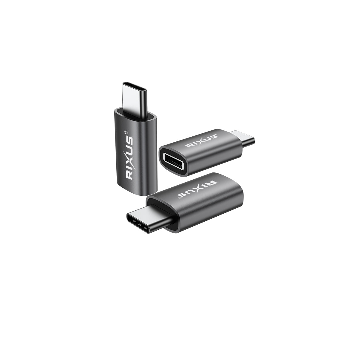 Rixus RXOTG03 USB-C To Lightning OTG Adapter Space Gray (2-Pack)