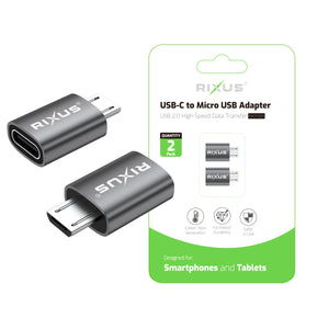 Rixus RXOTG05 Micro To USB-C OTG Adapter Space Gray (2-Pack)