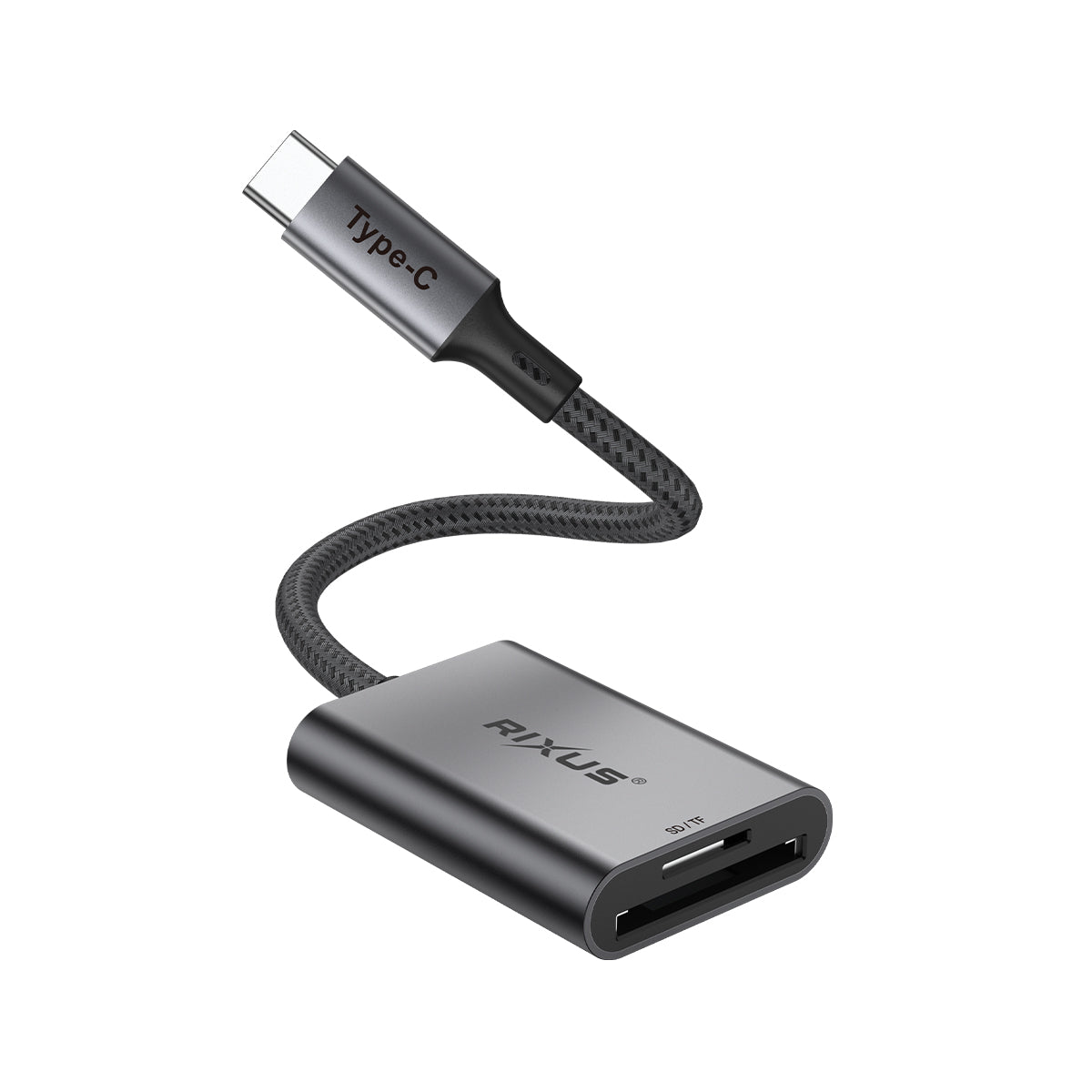 Rixus RXCR01 USB-C To SD/TF Card Reader Adapter Space Gray