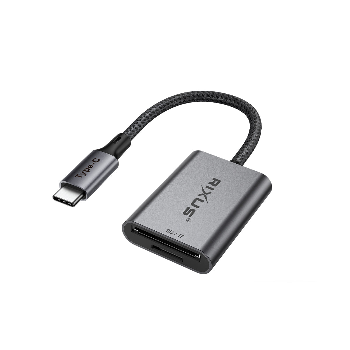 Rixus RXCR01 USB-C To SD/TF Card Reader Adapter Space Gray