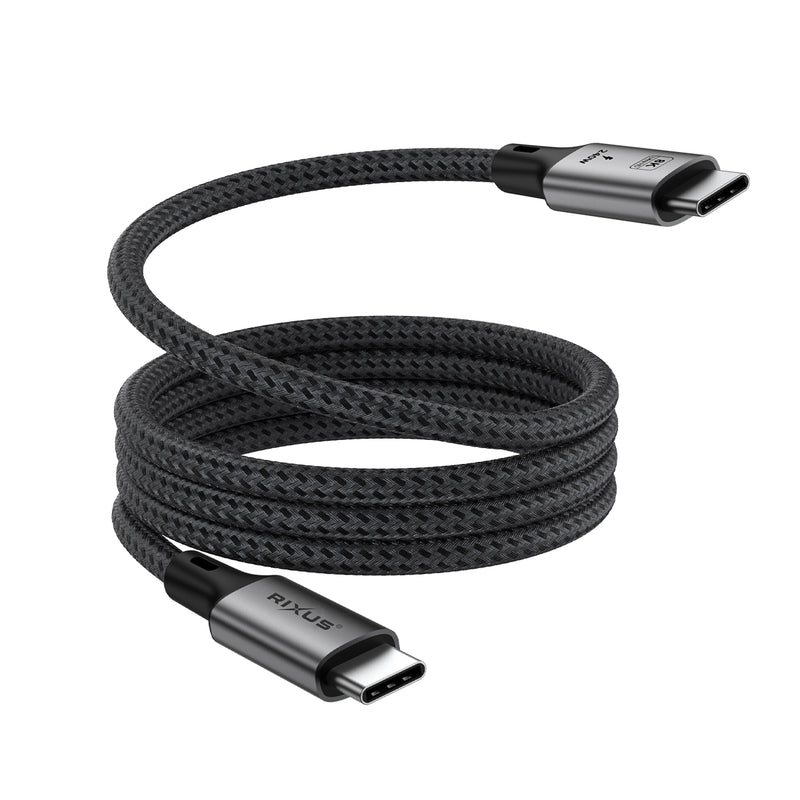 Rixus RXUC03 Magnetic USB-C 4.0 To USB-C Cable Easy Roll Up 1.5m 100W Space Gray