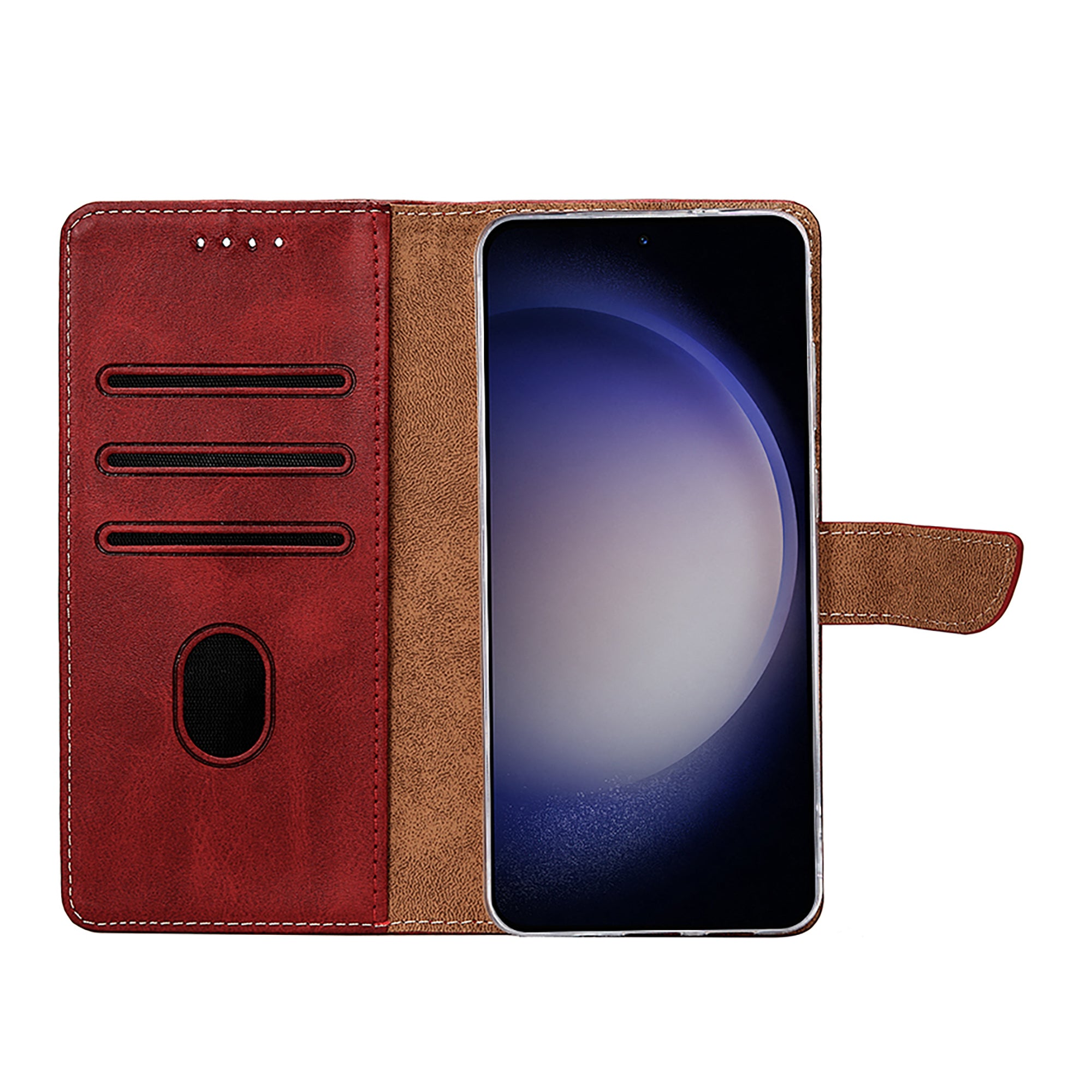 Rixus Bookcase For Samsung Galaxy S23 Dark Red