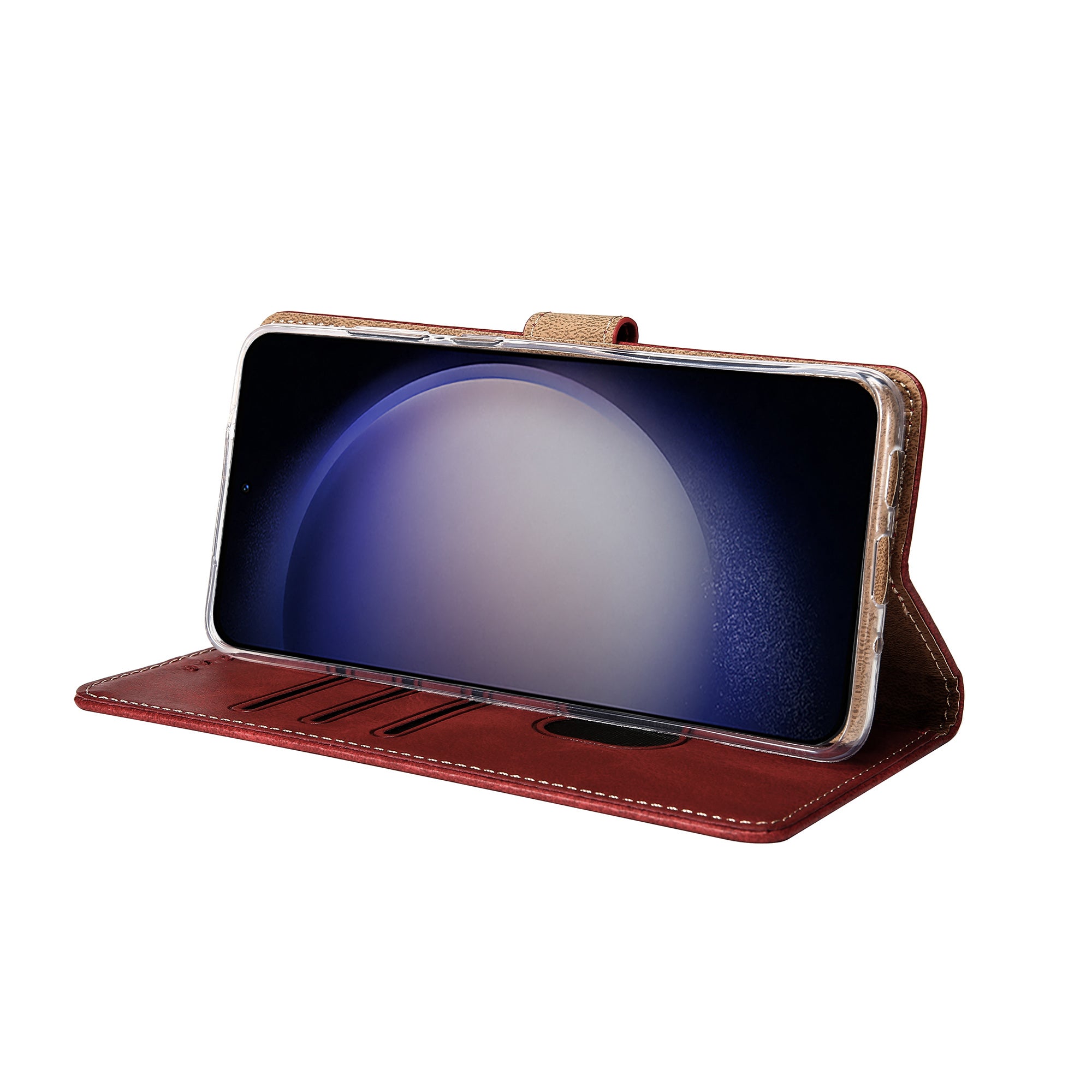 Rixus Bookcase For Samsung Galaxy S23 Dark Red