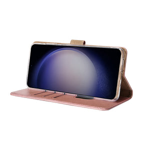 Rixus Bookcase For Samsung Galaxy S23 Pink