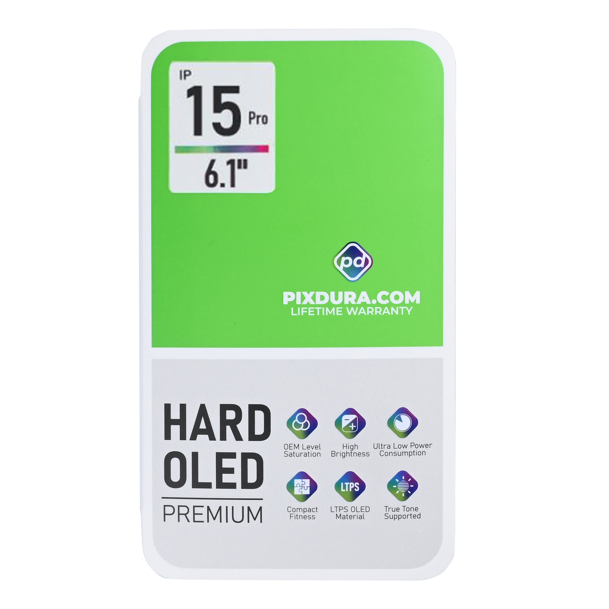 PIXDURA For iPhone 15 Pro Display And Digitizer Hard-OLED Premium (IC Removable)