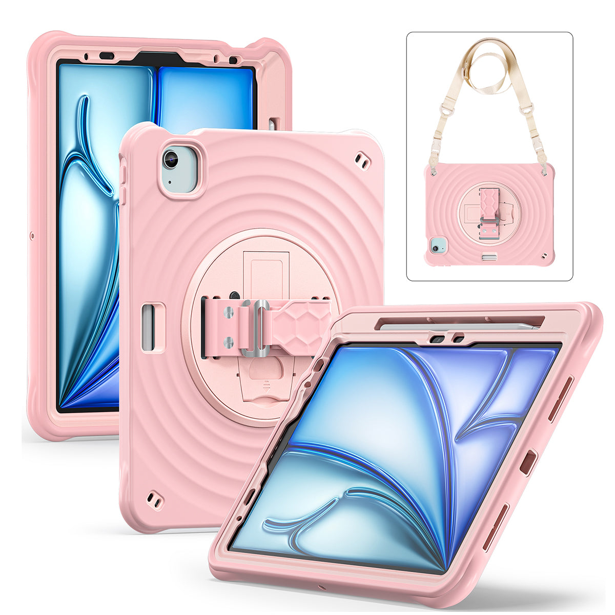 Rixus RXTC08 Anti Shock Case For Apple iPad 7, 8, 9 10.2 inch (2019, 2020, 2021) Cherry Blossoms Pink
