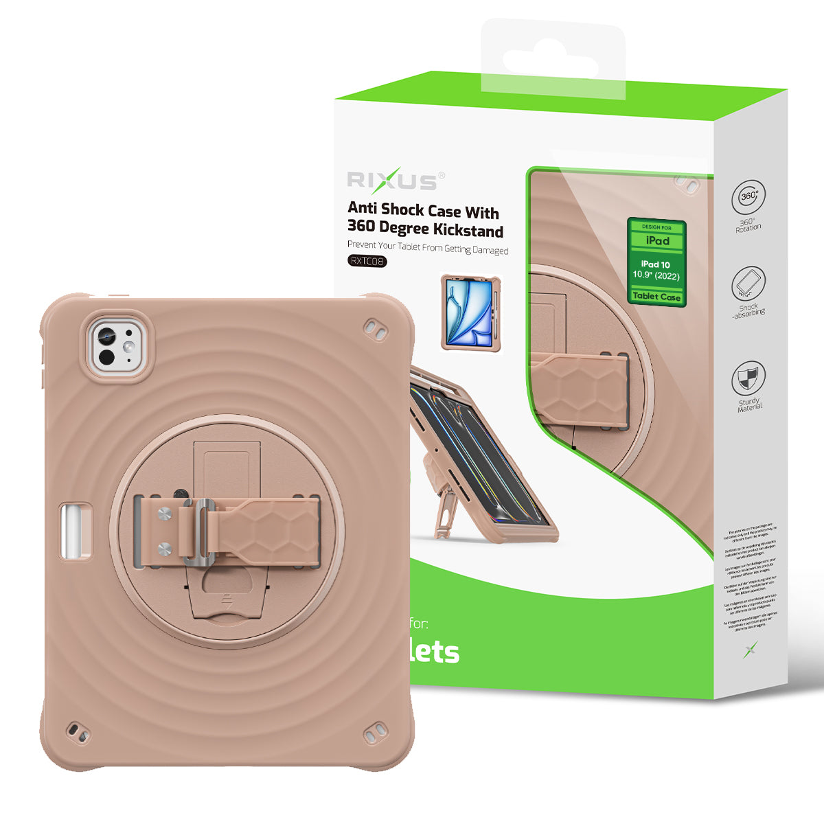 Rixus RXTC08 Anti Shock Case For Apple iPad 10 10.9 inch (2022) Latte