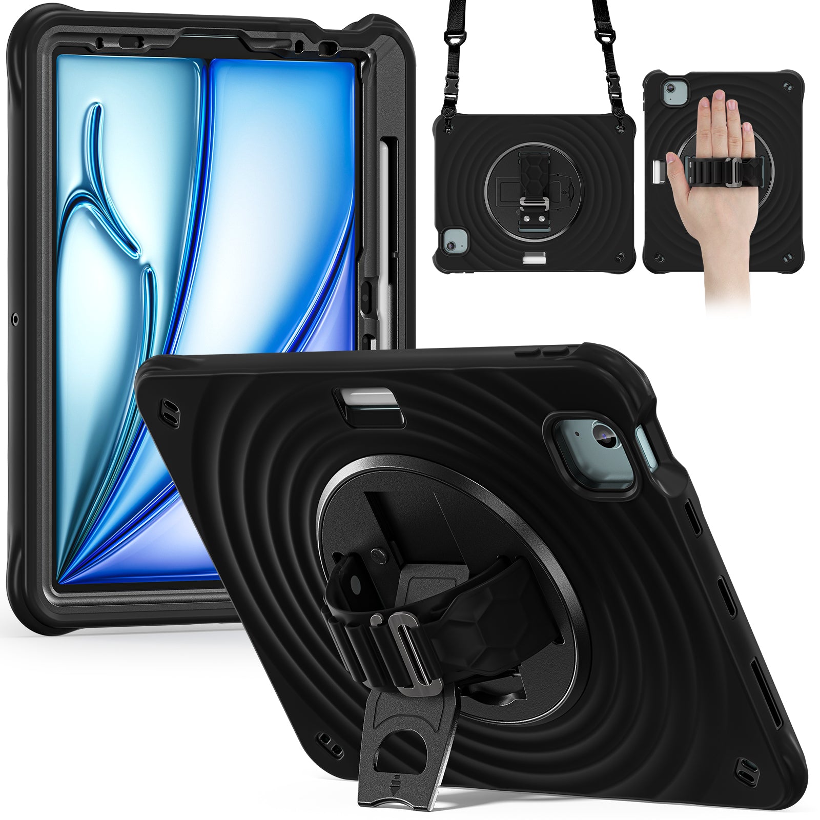 Rixus RXTC08 Anti Shock Case For Apple iPad Air 11 inch (2024), Air 4 10.9 inch (2020), Air 5 10.9 inch (2022), Pro 11 inch (2018, 2020, 2021, 2022) Black