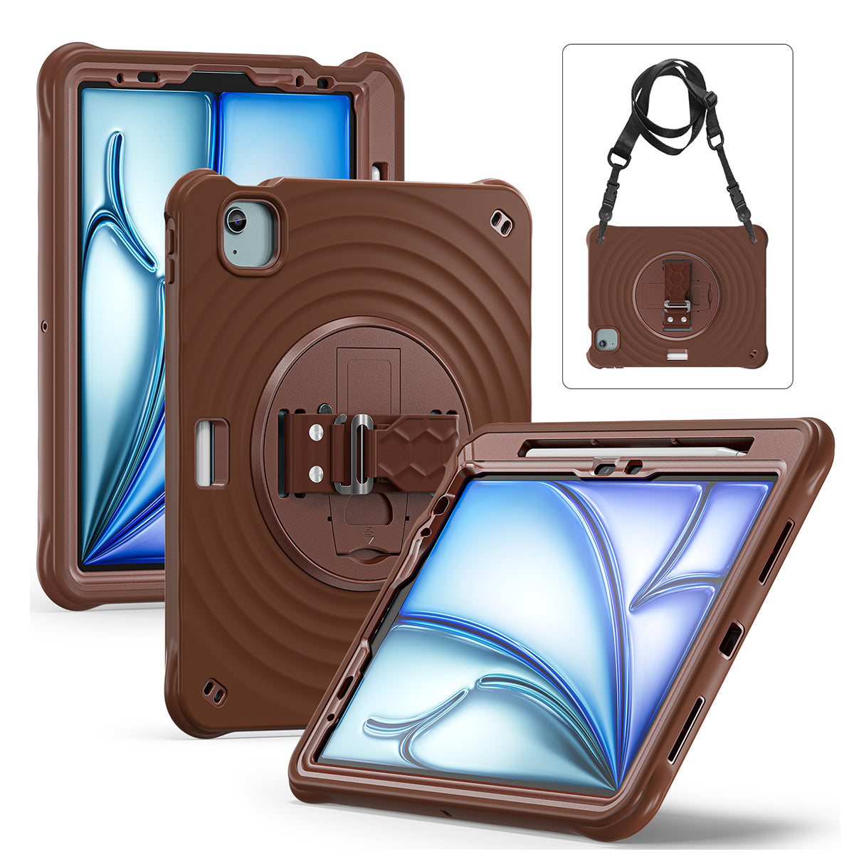 Rixus RXTC08 Anti Shock Case For Apple iPad Air 11 inch (2024), Air 4 10.9 inch (2020), Air 5 10.9 inch (2022), Pro 11 inch (2018, 2020, 2021, 2022) Chocolate