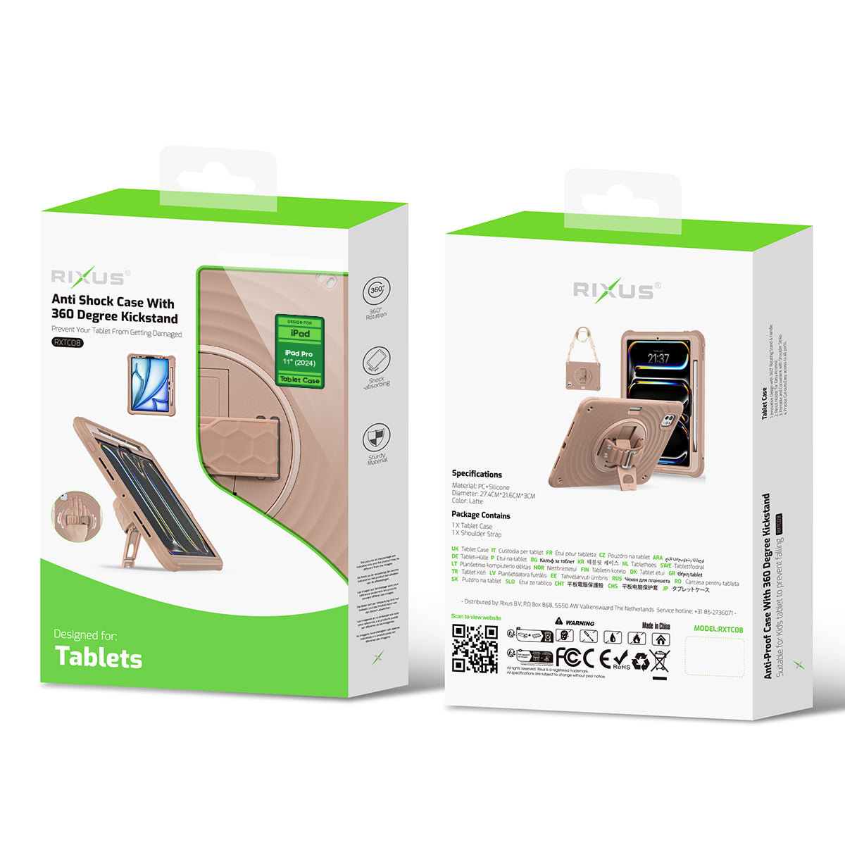 Rixus RXTC08 Anti Shock Case For Apple iPad Pro 11 inch (2024) Latte