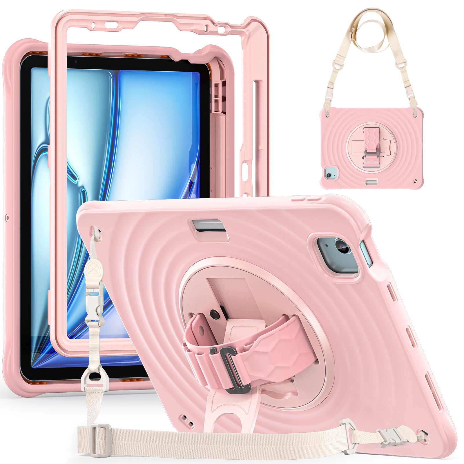 Rixus RXTC08 Anti Shock Case For Apple iPad Pro 11 inch (2024) Cherry Blossoms Pink