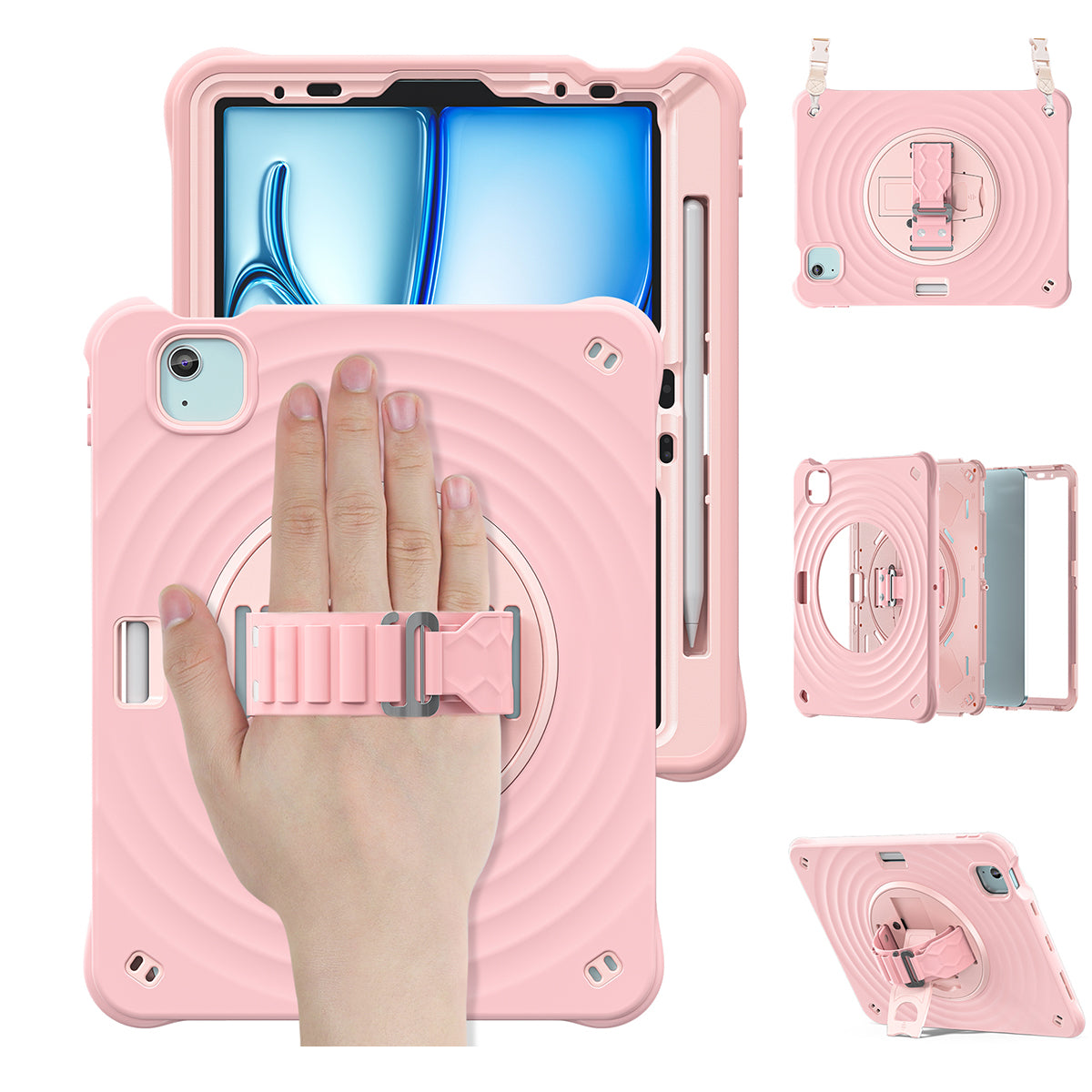 Rixus RXTC08 Anti Shock Case For Apple iPad Pro 13 inch (2024) Cherry Blossoms Pink