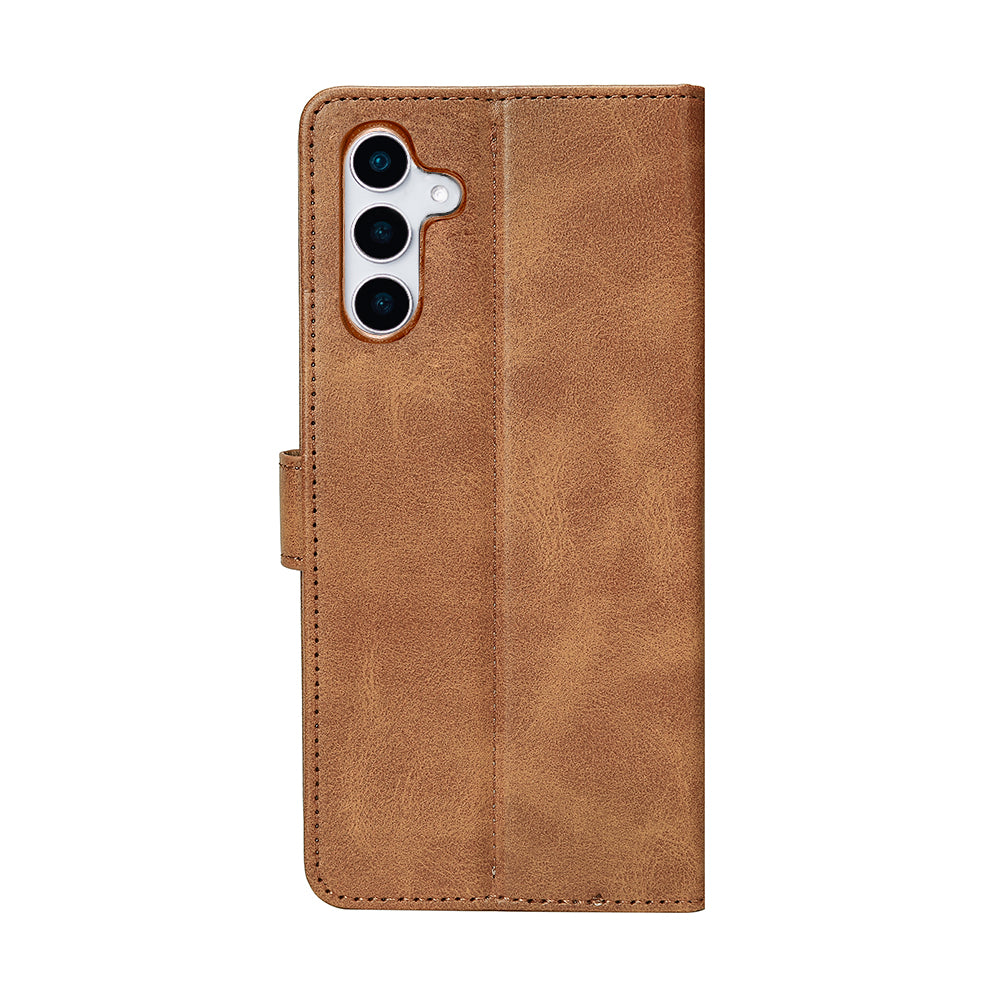 Rixus Bookcase For Samsung Galaxy S25 Light Brown