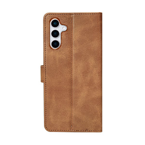 Rixus Bookcase For Samsung Galaxy S25 Light Brown