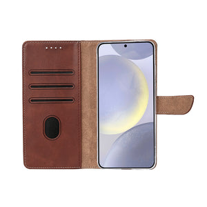 Rixus Bookcase For Samsung Galaxy S25 Plus Brown