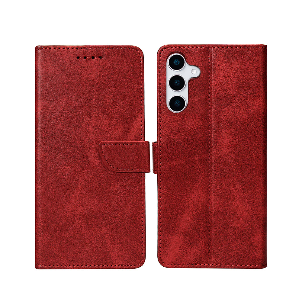 Rixus Bookcase For Samsung Galaxy S25 Plus Dark Red