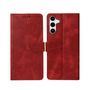 Rixus Bookcase For Samsung Galaxy S25 Plus Dark Red