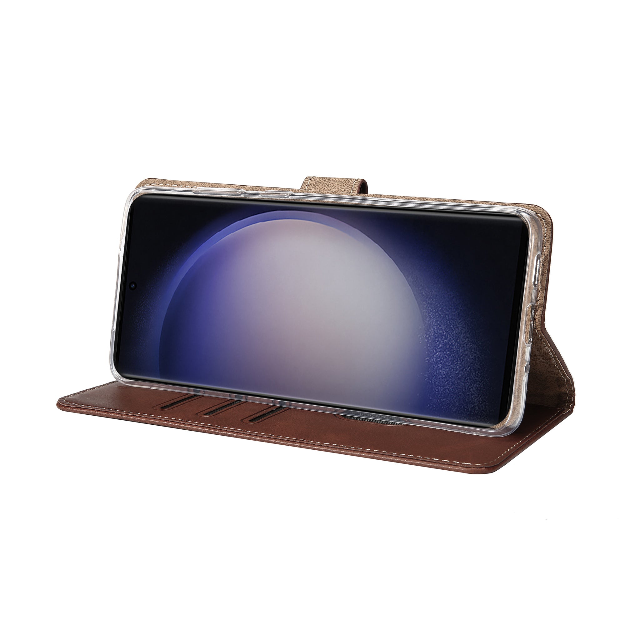 Rixus Bookcase For Samsung Galaxy S25 Ultra Brown