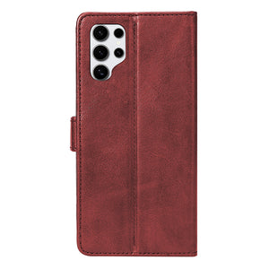 Rixus Bookcase For Samsung Galaxy S25 Ultra Dark Red