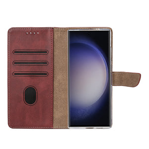 Rixus Bookcase For Samsung Galaxy S25 Ultra Dark Red
