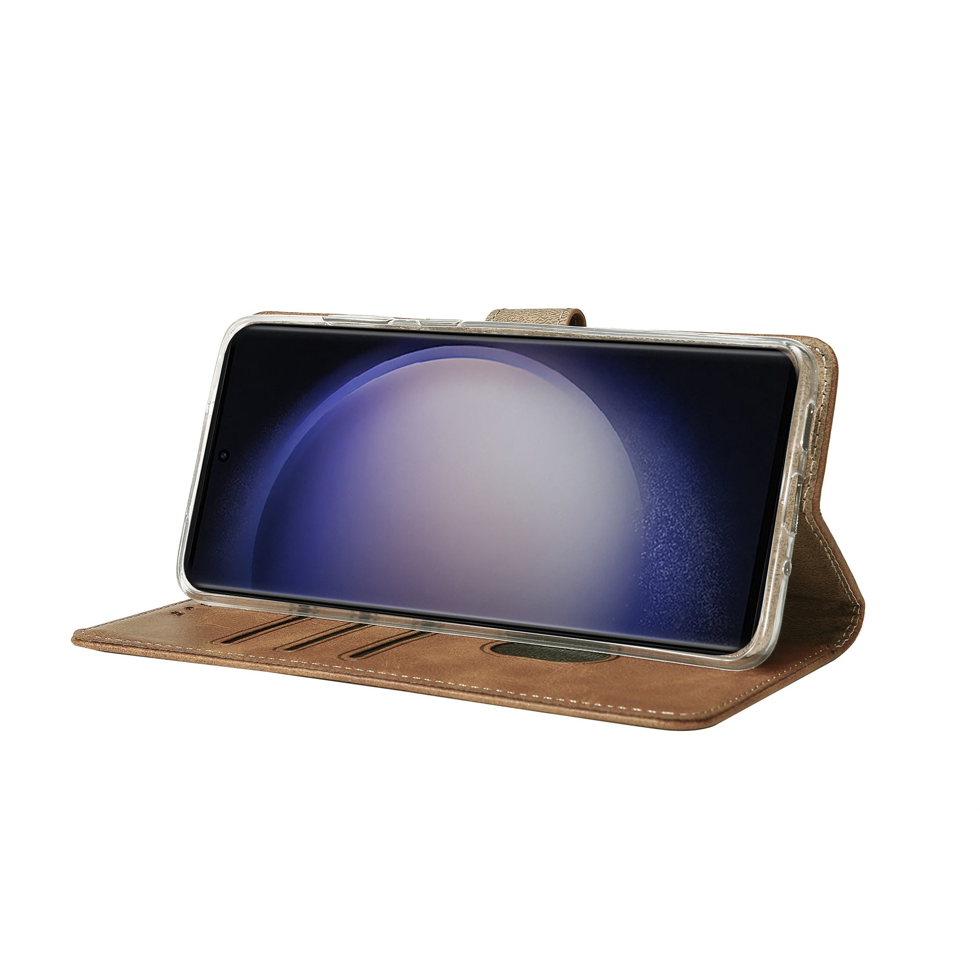 Rixus Bookcase For Samsung Galaxy S25 Ultra Light Brown