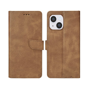 Rixus Bookcase For Apple iPhone 14 Light Brown