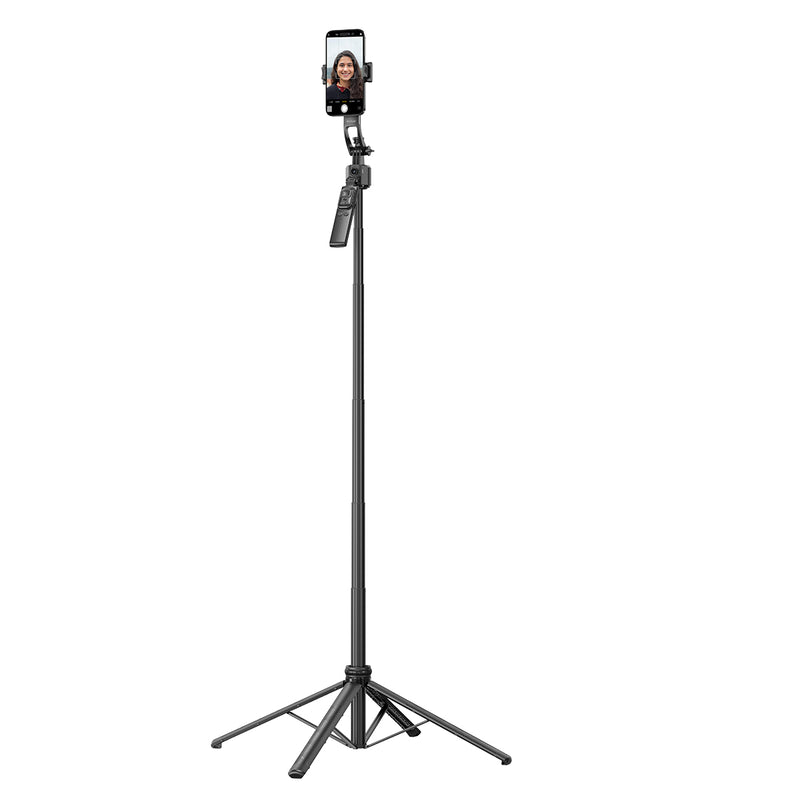 Rixus RXSF55 Phone Selfie Stick With AI Face Tracking Camera Black